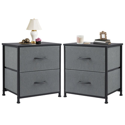 Nightstand Bedside 2 Fabric Drawer Lightweight