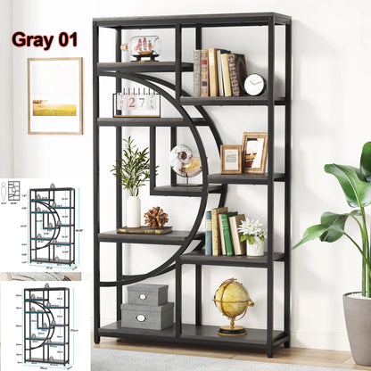 Bookshelf Industrial 5 Tier, Freestanding Tall Shelf Storage Organizer