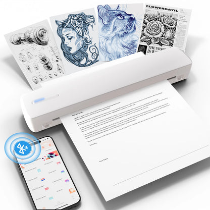 Portable A4 Thermal Printer Inkless Wireless 1500mAh BT USB Type-C For Android iOS