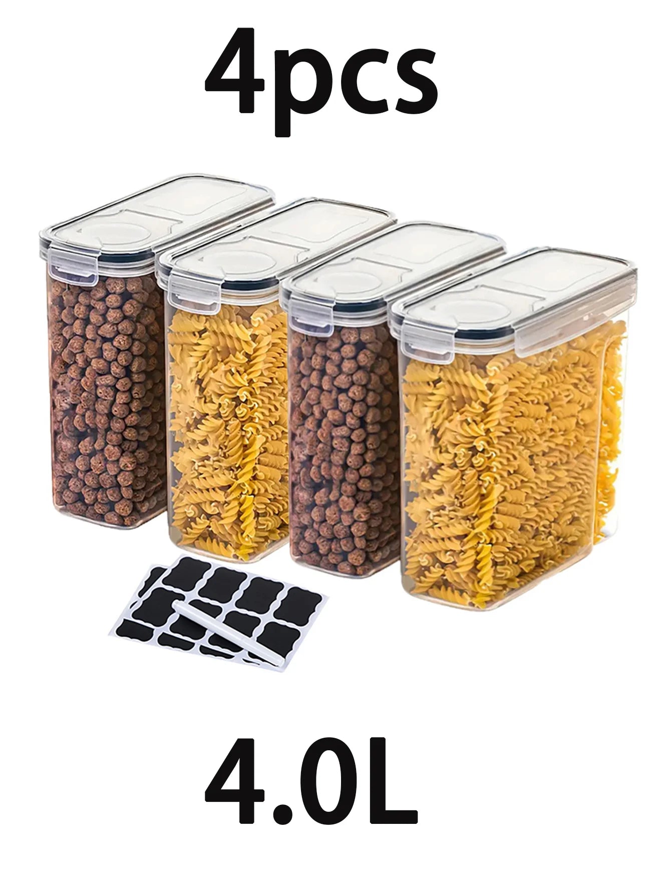 4pcs 4L Large Food Storage Containers With Lids, Airtight
