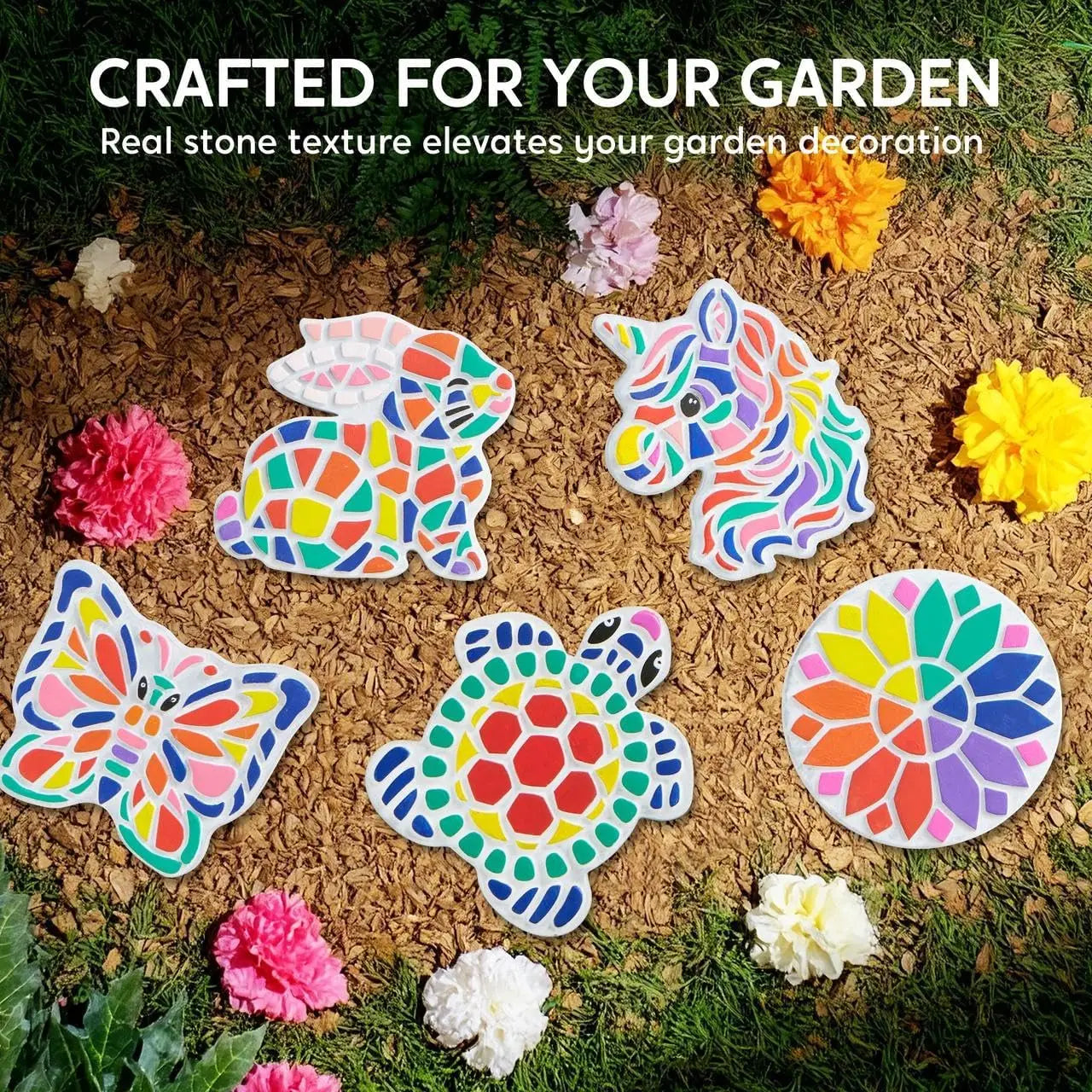 Kids Stepping Stones Painting Kit Paint 5 Garden Stones Ceramic Garden
