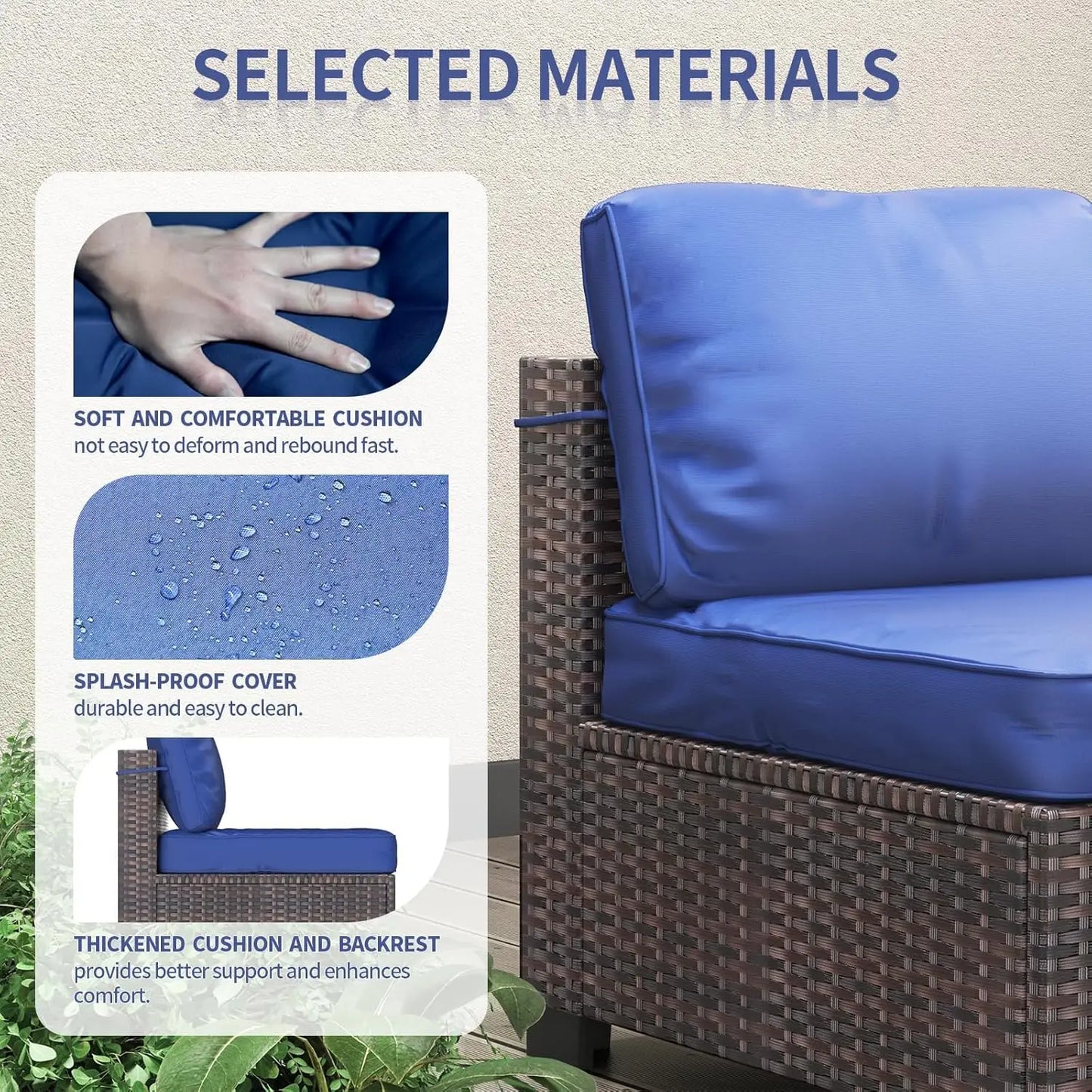 7-Piece Modular Outdoor Furniture Set, Rattan Wicker
