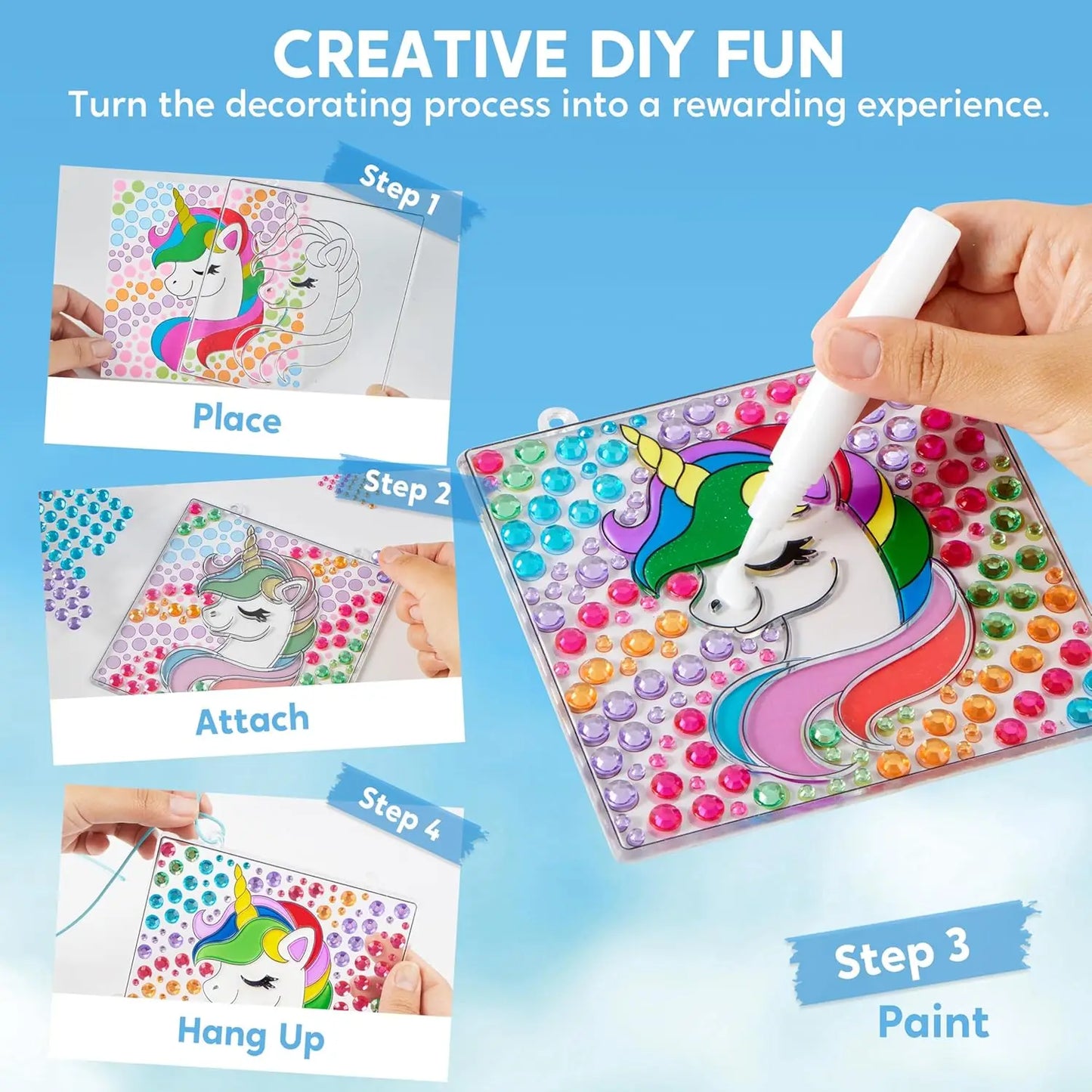 4PCS Window Art 2-in-1 Gems and Gels Suncatcher