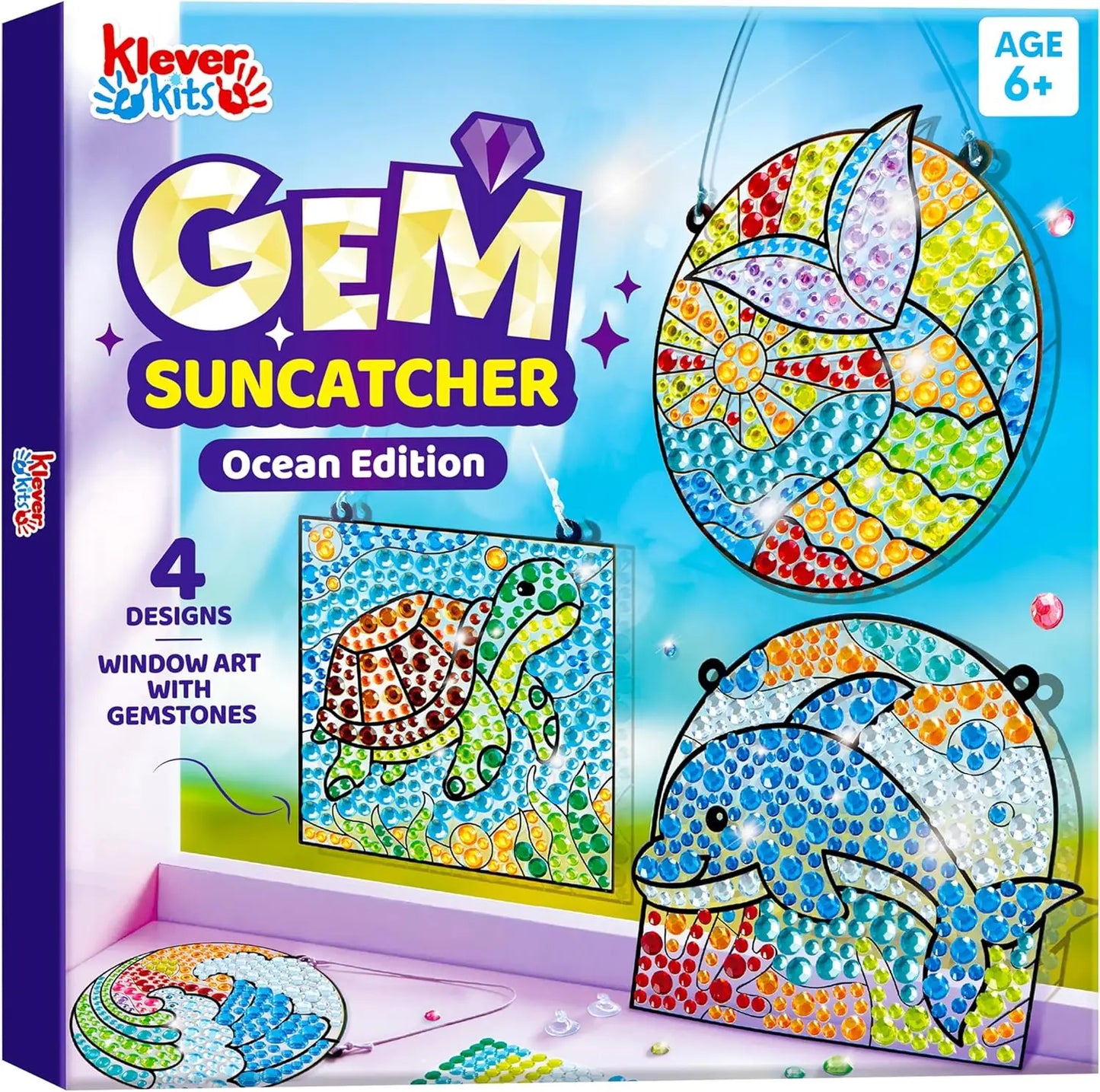 4PCS Window Art 2-in-1 Gems and Gels Suncatcher