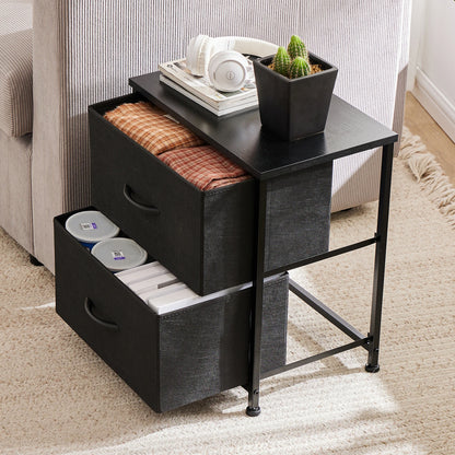 Nightstand Bedside 2 Fabric Drawer Lightweight