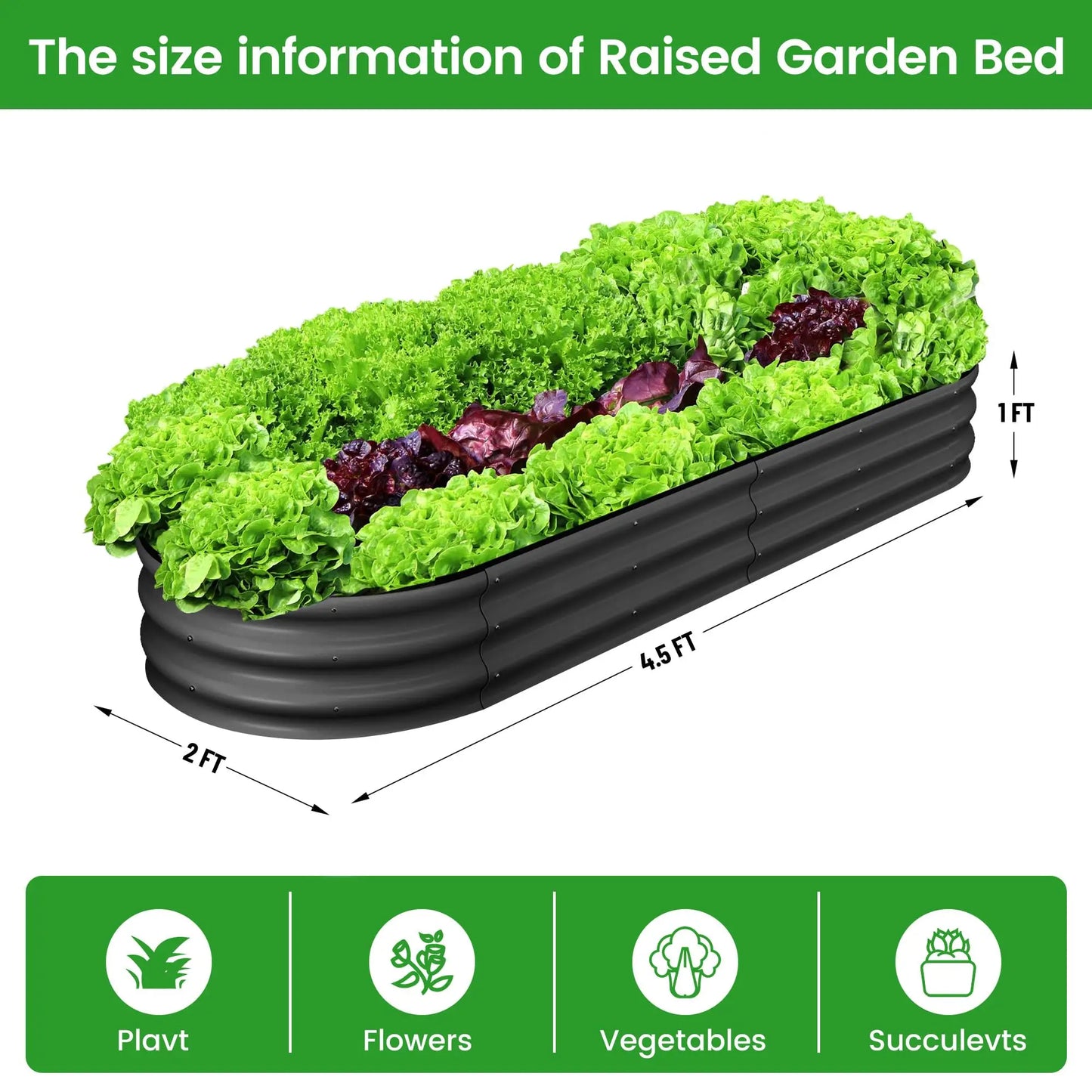 2-Pack Oval Galvanized Steel Raised Garden Bed Planter Boxes