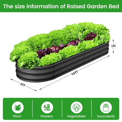 2-Pack Oval Galvanized Steel Raised Garden Bed Planter Boxes