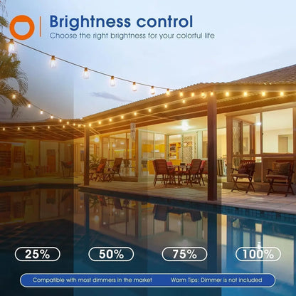 150FT LED Outdoor Waterproof Shatterproof Dimmable Outside Hanging Lights