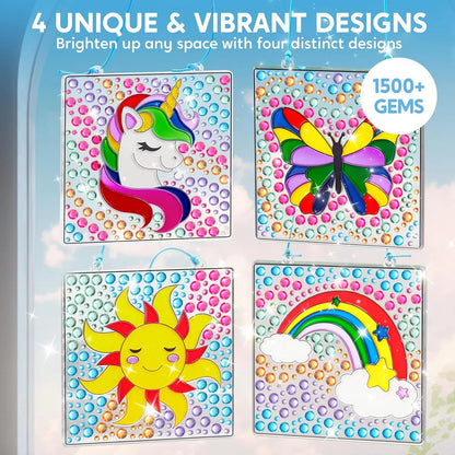 4PCS Window Art 2-in-1 Gems and Gels Suncatcher