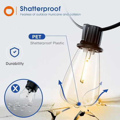 150FT LED Outdoor Waterproof Shatterproof Dimmable Outside Hanging Lights