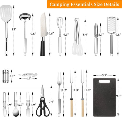 Stainless Steel Camping Cooking Utensils Set for Grill