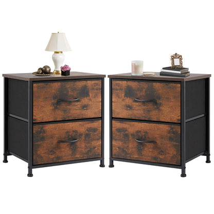 Nightstand Bedside 2 Fabric Drawer Lightweight