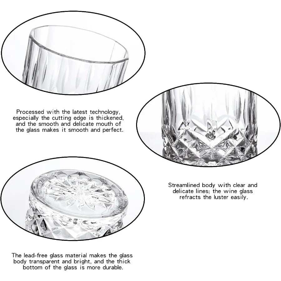 Whiskey Glasses Set of 4 Rock Glasses 11 oz Lead-Free Crystal