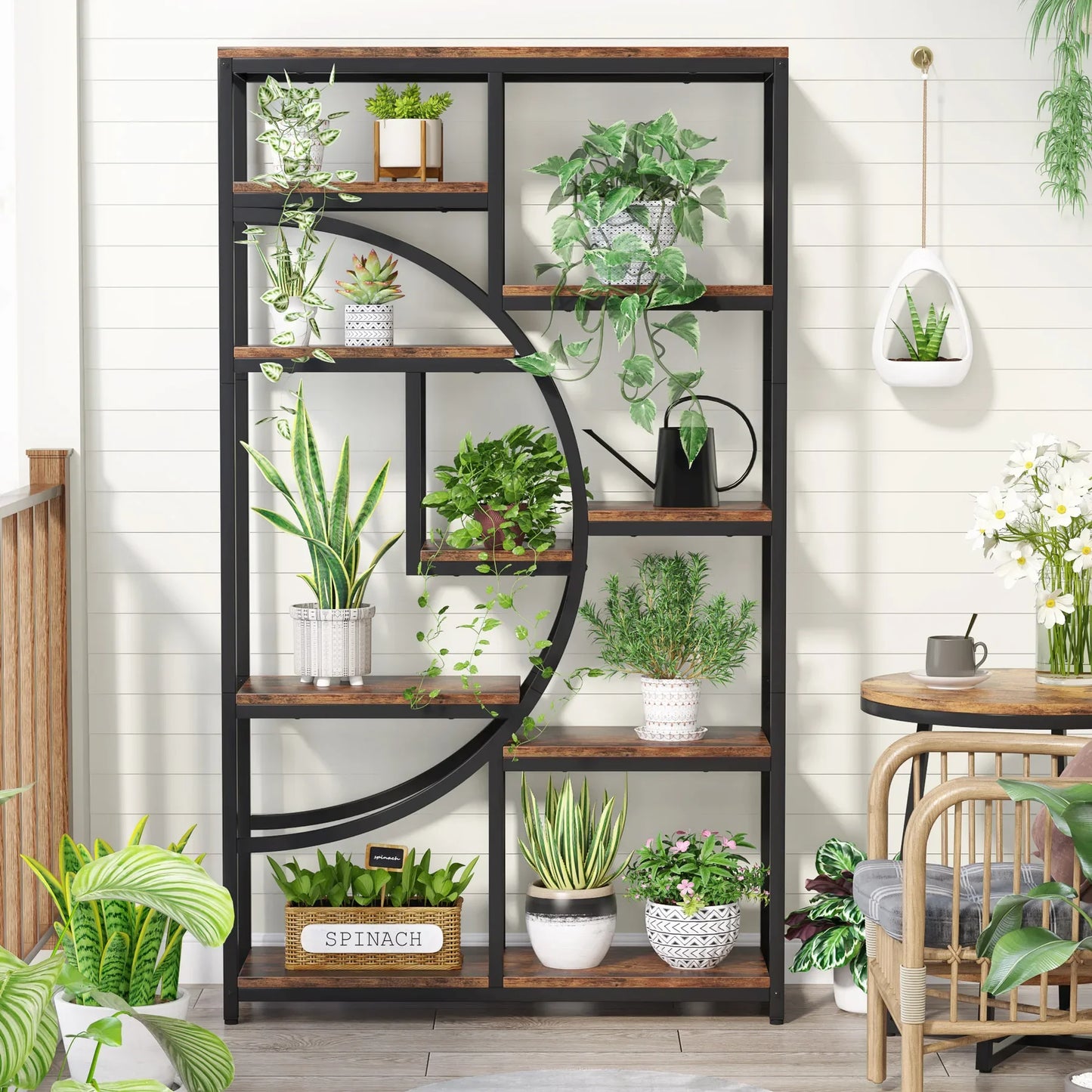 Bookshelf Industrial 5 Tier, Freestanding Tall Shelf Storage Organizer