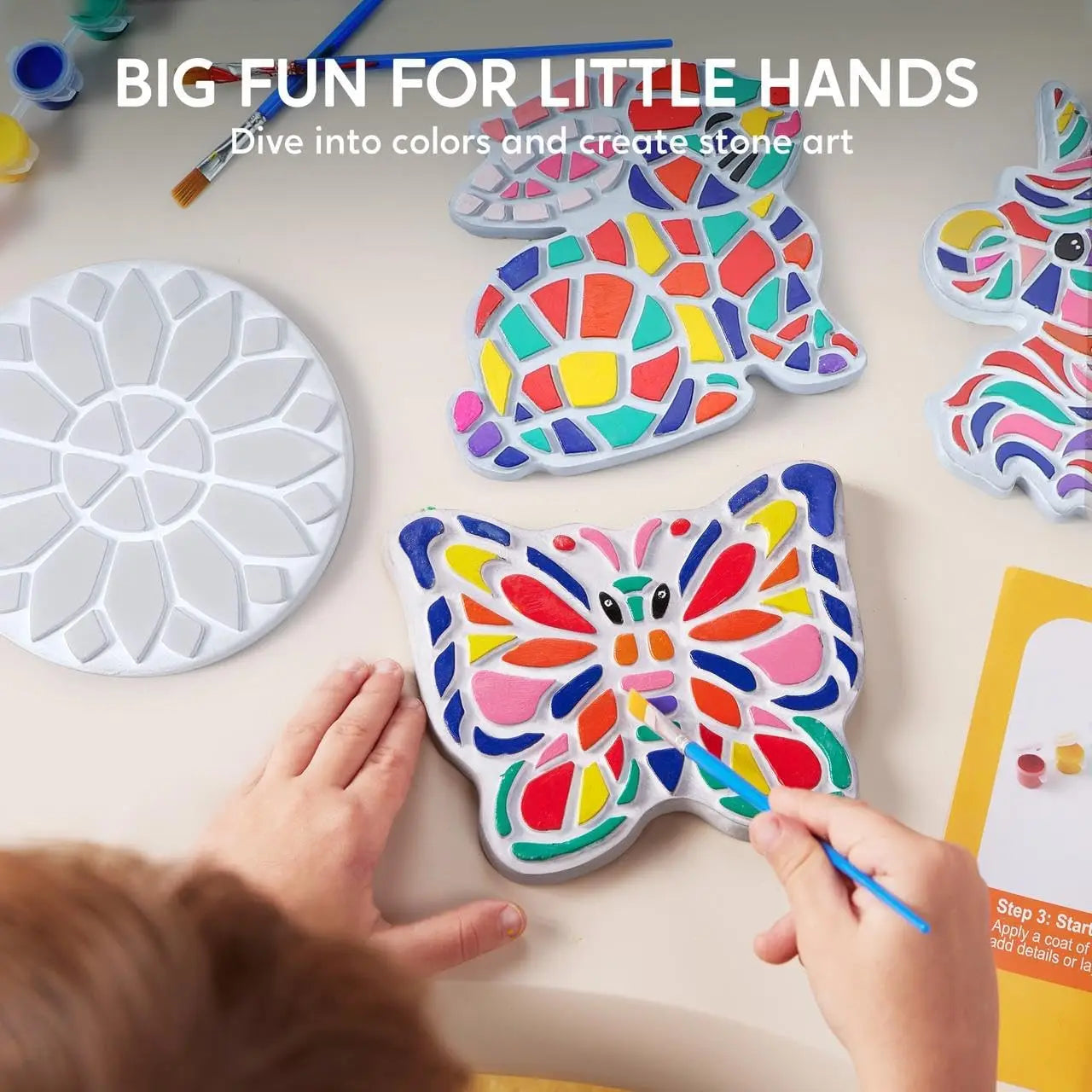 Kids Stepping Stones Painting Kit Paint 5 Garden Stones Ceramic Garden