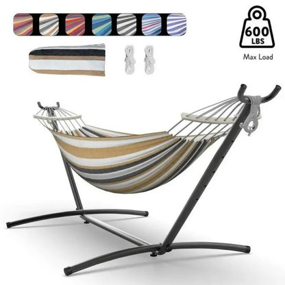 Gyroor Hammock with Adjustable Stand- Stylish Hammock Bed w/Storage Bag, 600lb Capacity