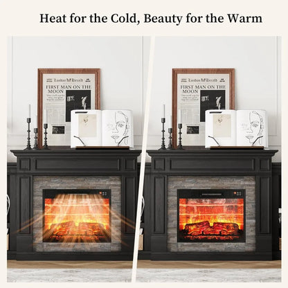 70" Fireplace TV Stand for TVs Up to 80 Inch, Electric Fireplace with Mantel, Entertainment Center
