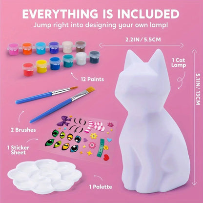 Kids DIY Night Light Paint Your Own Cat Lamp