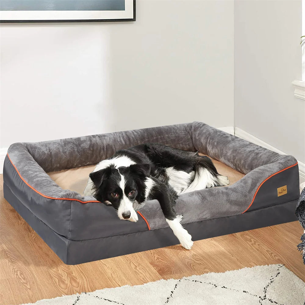 Jumbo Large Orthopedic Dog Bed Memory Foam Pet Sofa Waterproof  Removable Cover