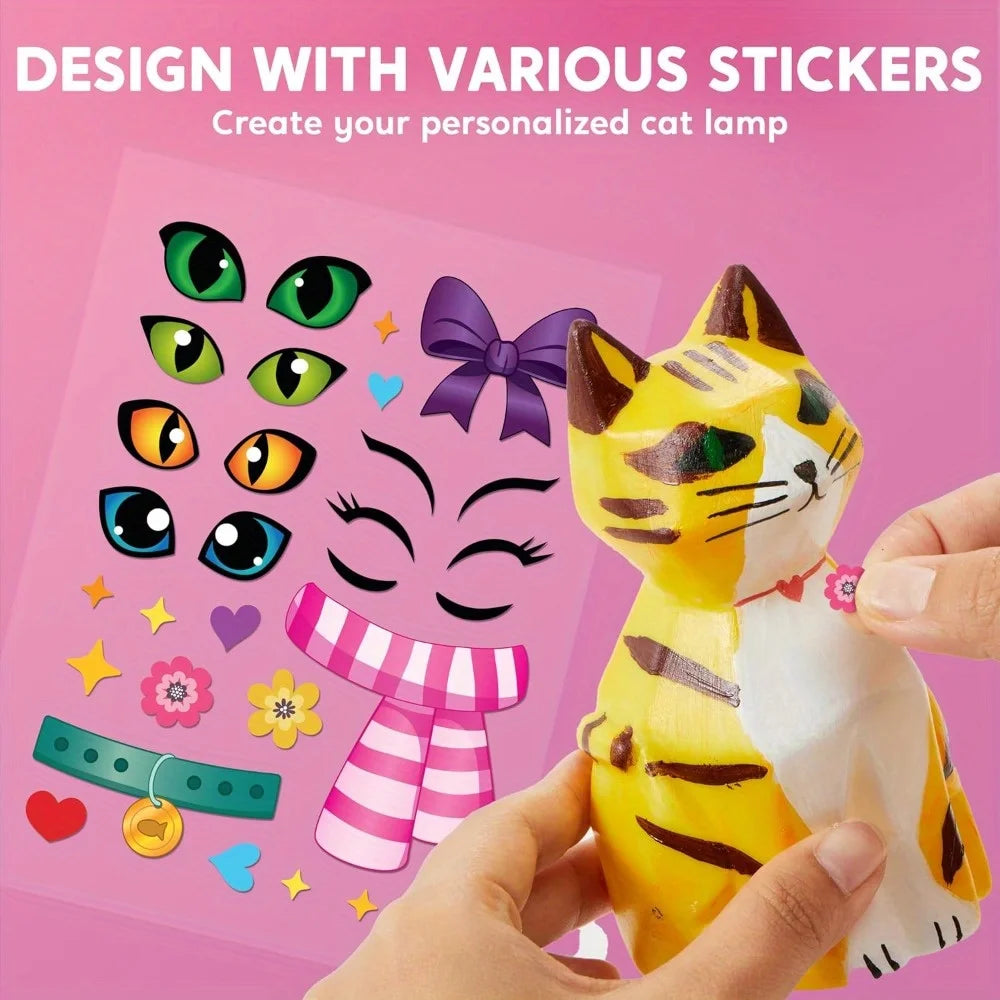 Kids DIY Night Light Paint Your Own Cat Lamp