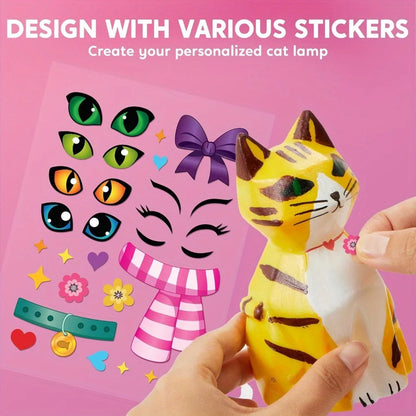 Kids DIY Night Light Paint Your Own Cat Lamp