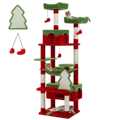 Large Cat Tree with Scratching Posts, Hammock & Condos