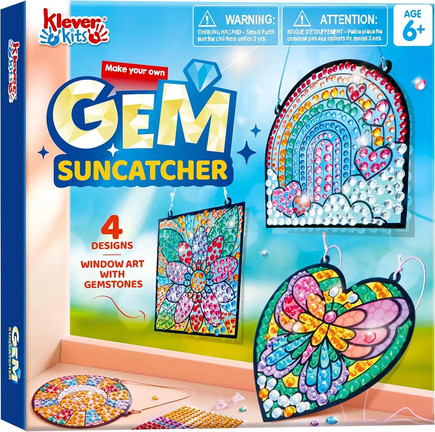 4PCS Window Art 2-in-1 Gems and Gels Suncatcher