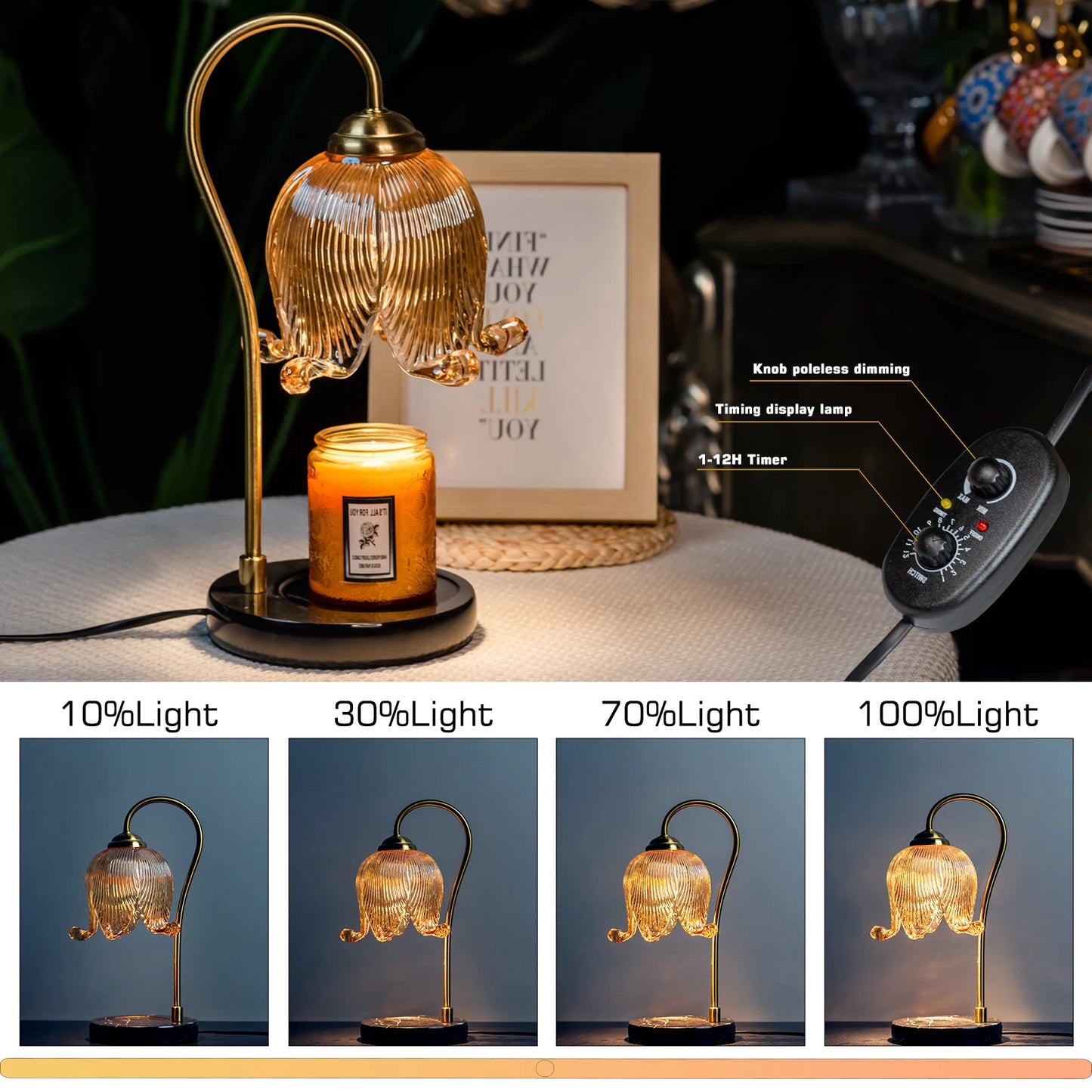 Tulip Flower Warm Candle Lamp Plug in