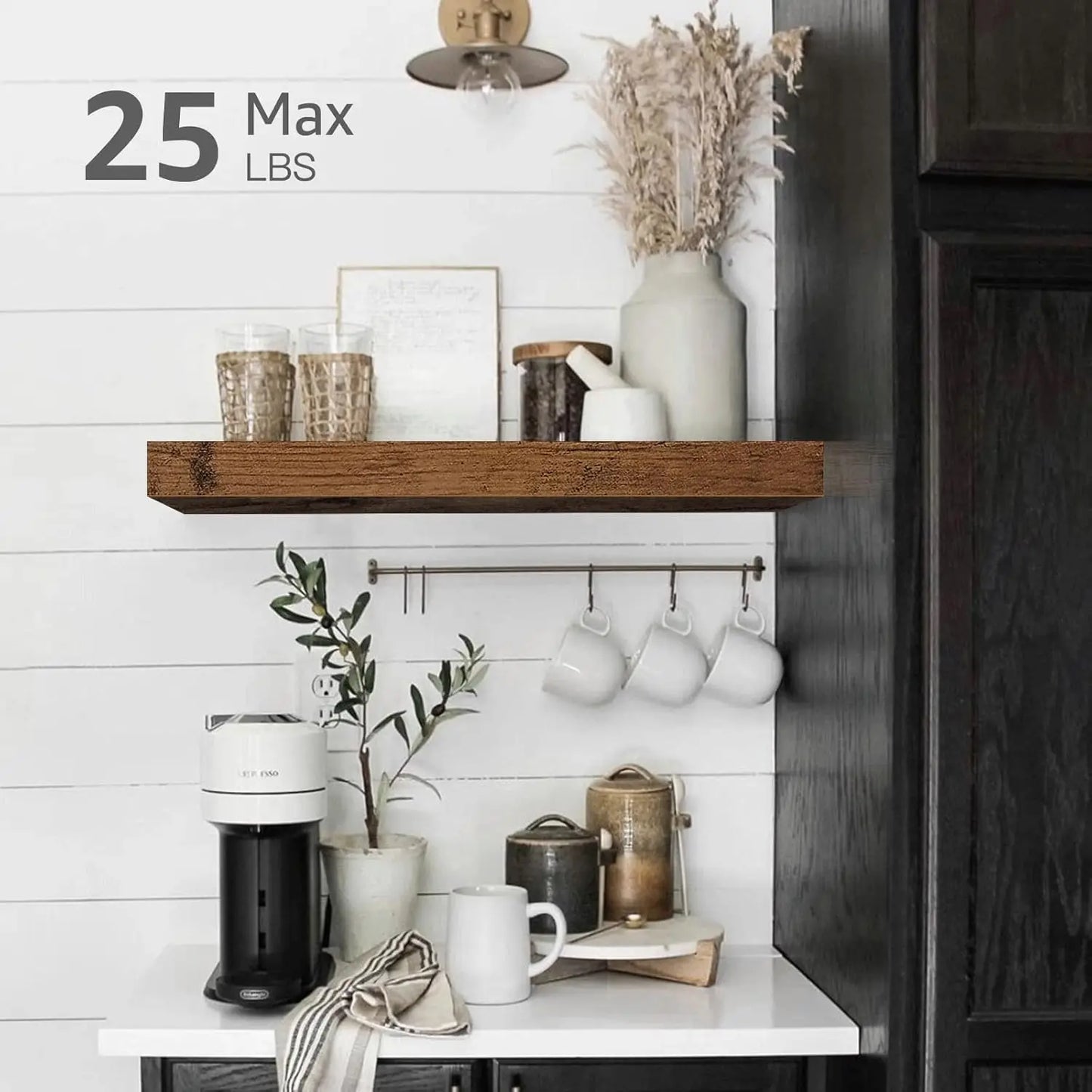 Floating Bathroom Shelves Set of 2, Rustic Brown Wall Farmhouse  15.7x6.7 Inch