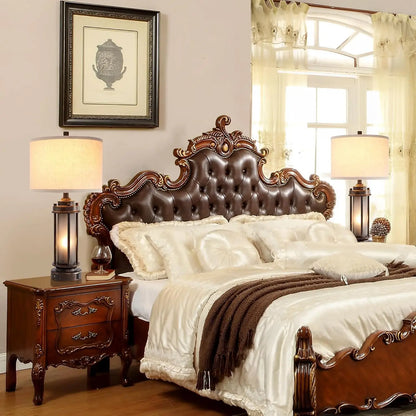 Rustic Farmhouse Table Lamp Set with USB Ports, Night Light, and 4 Bulbs Included