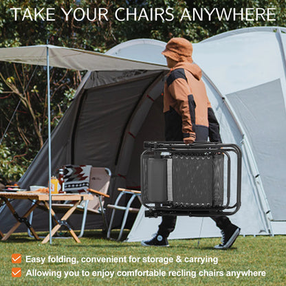 Zero Gravity Set of 2 Portable Recliner Lounge Chair with Cup Holder Trays Adjustable Pillow