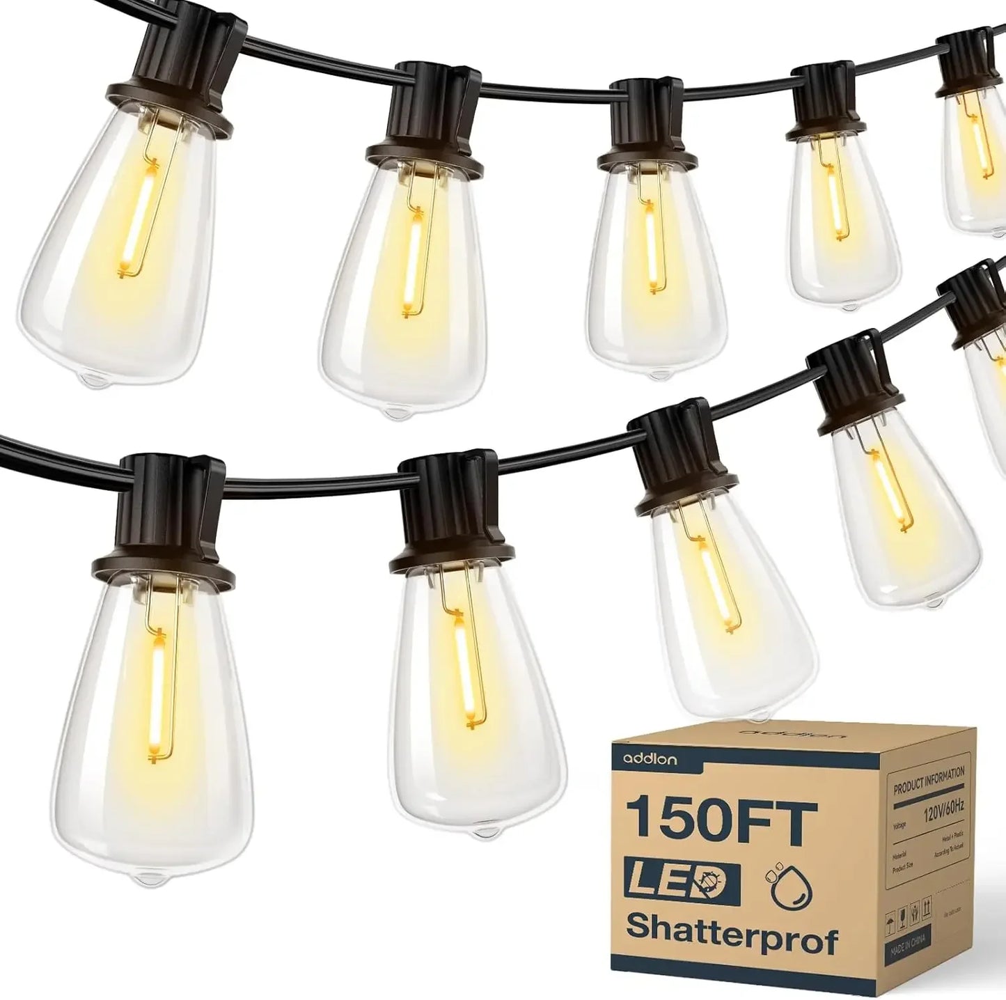 150FT LED Outdoor Waterproof Shatterproof Dimmable Outside Hanging Lights