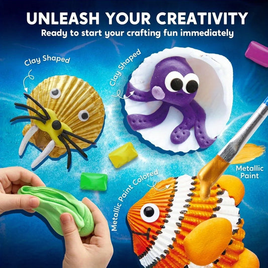 12PCS Kids Sea Shell Painting Kit toy  Glow in The Dark