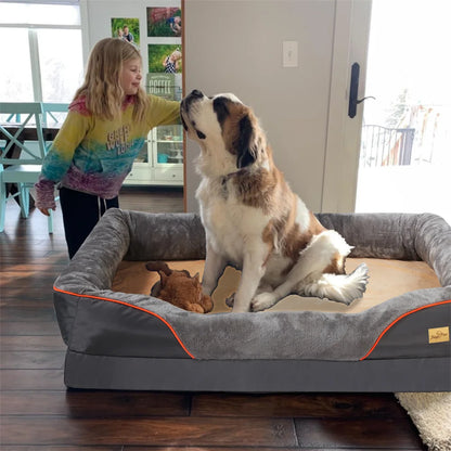 Jumbo Large Orthopedic Dog Bed Memory Foam Pet Sofa Waterproof  Removable Cover