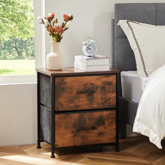 Nightstand Bedside 2 Fabric Drawer Lightweight