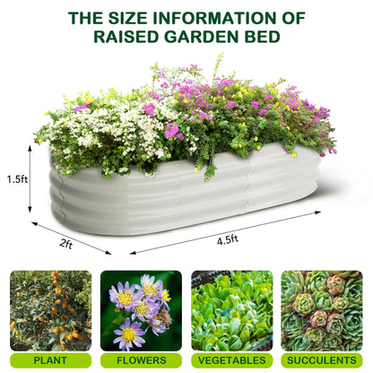 2-Pack Oval Galvanized Steel Raised Garden Bed Planter Boxes