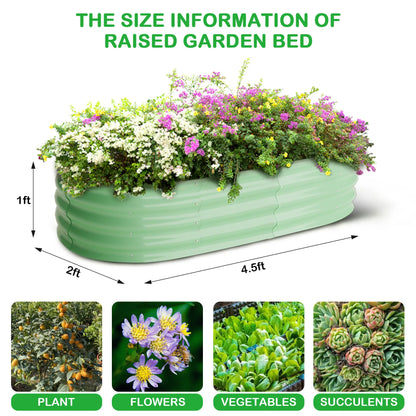 2-Pack Oval Galvanized Steel Raised Garden Bed Planter Boxes