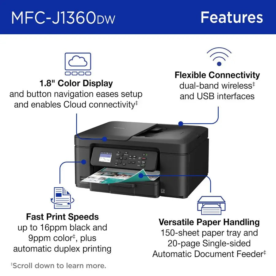 Work Smart 1360 Wireless Color Inkjet AllinOne Printer