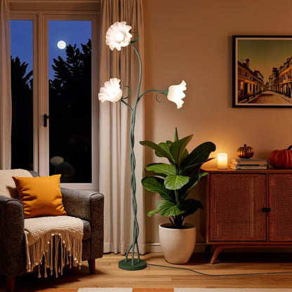 Retro 3-Head Flower Floor Lamp, Contains Bulb, 3-Color Dimmable