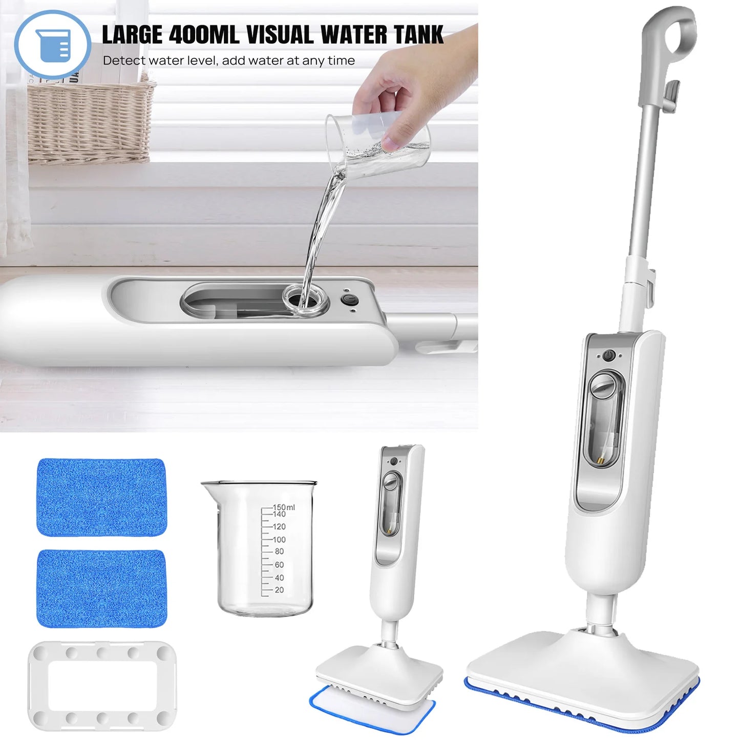 Steam Cleaner, 1500W Powerful Floor Steamer for Carpet Laminate Hardwood,2 Washable Pads