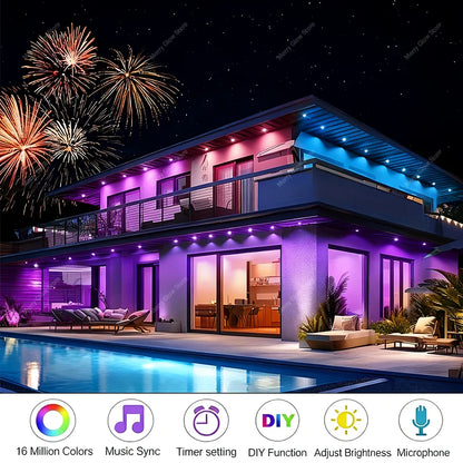 Outdoor Lights 200FT/60M Waterproof Bluetooth App Timer