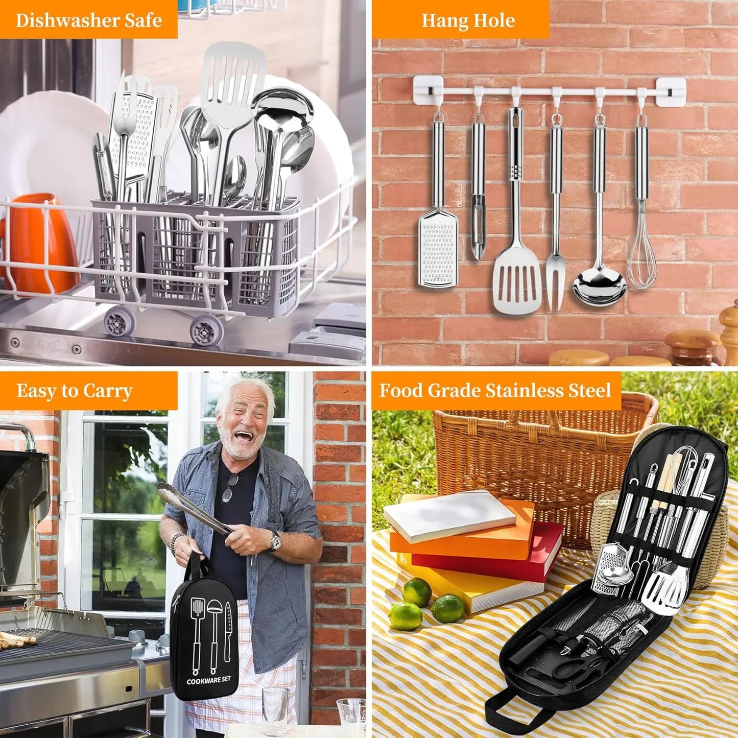Stainless Steel Camping Cooking Utensils Set for Grill