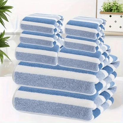 2pcs Luxury Coral Fleece Towel Set - Striped