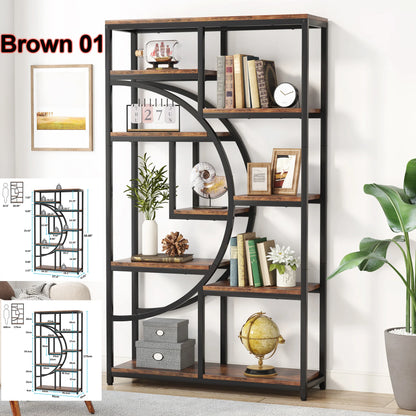 Bookshelf Industrial 5 Tier, Freestanding Tall Shelf Storage Organizer