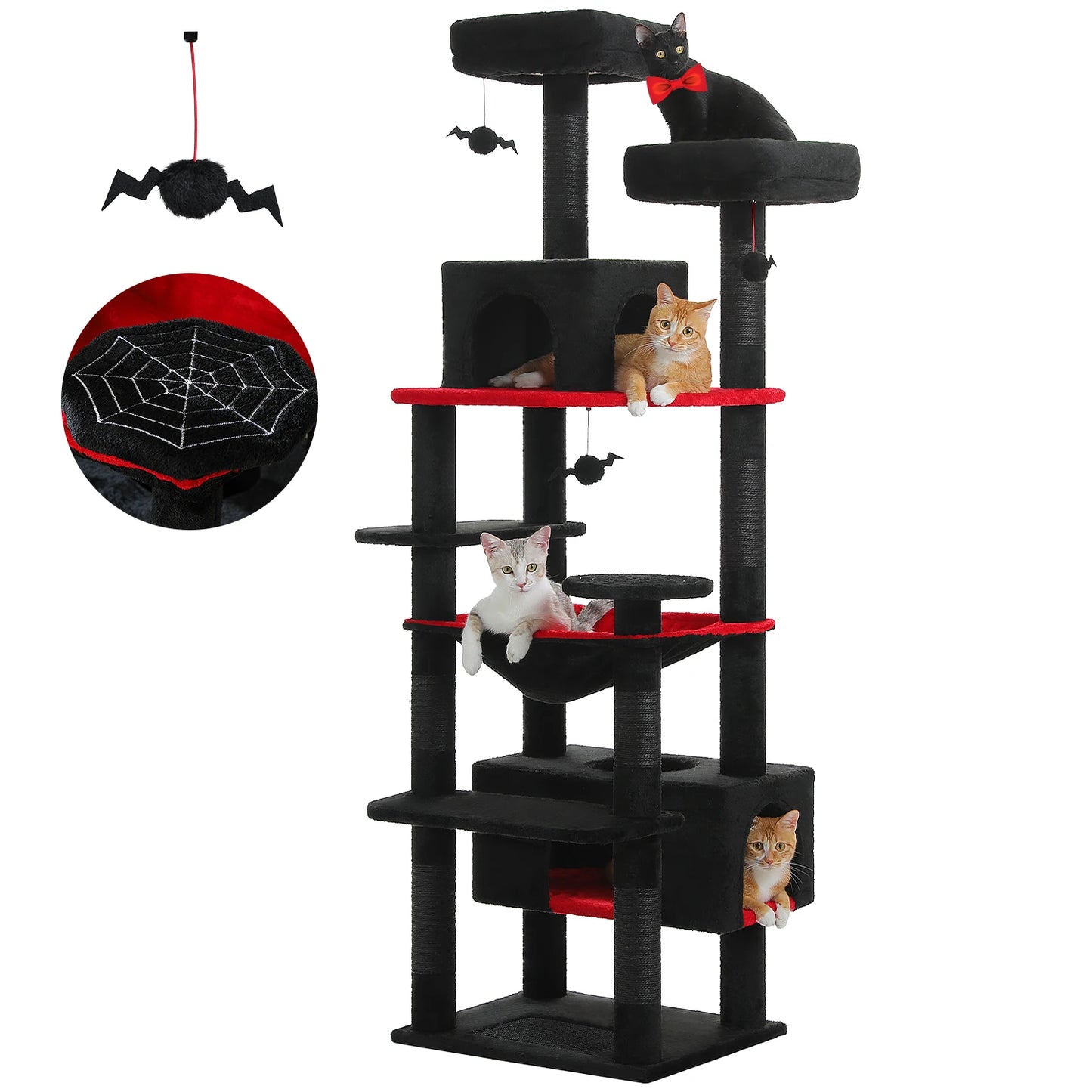 Large Cat Tree with Scratching Posts, Hammock & Condos