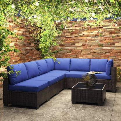 7-Piece Modular Outdoor Furniture Set, Rattan Wicker