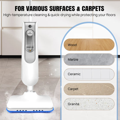 Steam Cleaner, 1500W Powerful Floor Steamer for Carpet Laminate Hardwood,2 Washable Pads