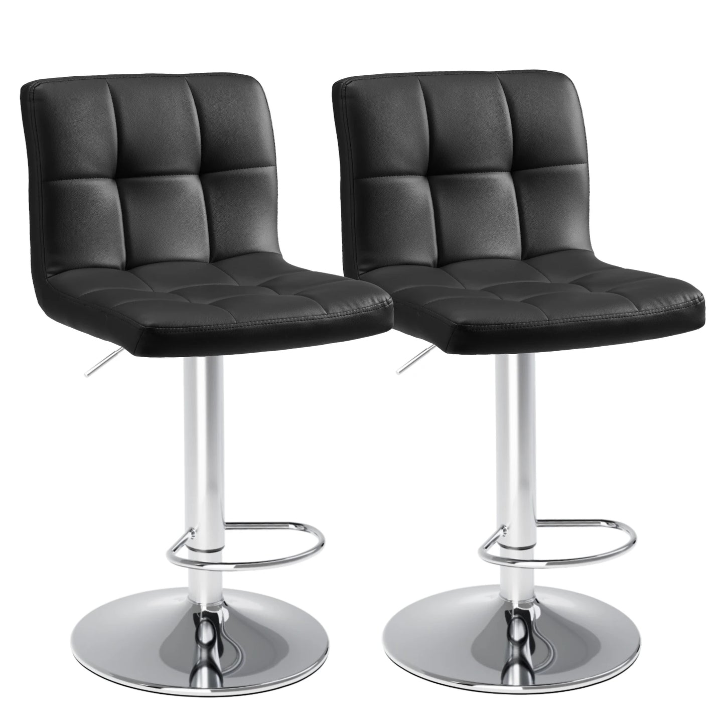 Leather Bar Stools Set of 2, Counter Height Bar Stools Backrest