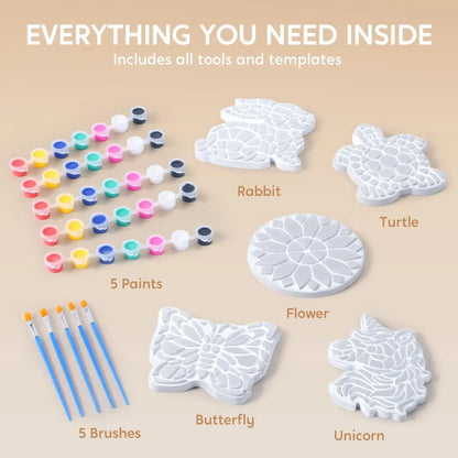 Kids Stepping Stones Painting Kit Paint 5 Garden Stones Ceramic Garden