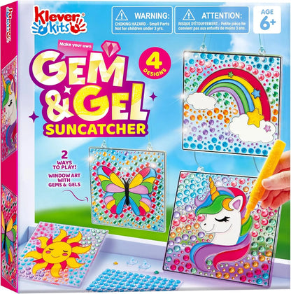 4PCS Window Art 2-in-1 Gems and Gels Suncatcher